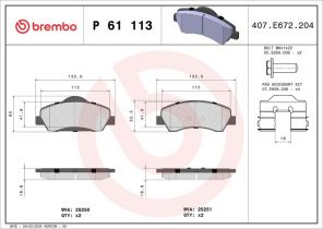 Brembo P 61 113 - Brzdové platničky -