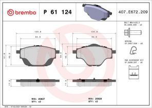 Brembo P 61 124 - Brzdové platničky -