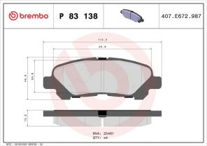 Brembo P 83 138 - Brzdové platničky -