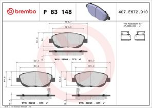 Brembo P 83 148 - Brzdové platničky -