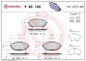 Brembo P 83 150 - Brzdové platničky -
