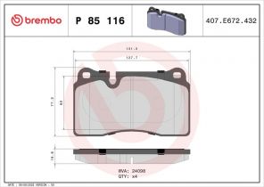 Brembo P 85 116 - Brzdové platničky -