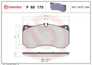 Brembo P 85 175 - Brzdové platničky -