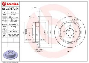 Brembo 08.3947.24 - Brzdový kotúč -