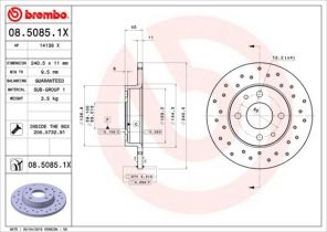 Brembo 08.5085.1X - Brzdový kotúč -