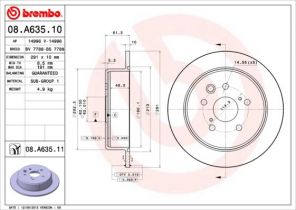 Brembo 08.A635.11 - Brzdový kotúč -