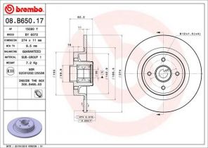 Brembo 08.B650.17 - Brzdový kotúč -
