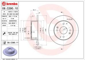 Brembo 08.C290.11 - Brzdový kotúč -