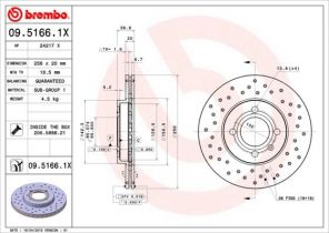 Brembo 09.5166.1X - Brzdový kotúč -