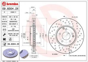 Brembo 09.8304.2X - Brzdový kotúč -