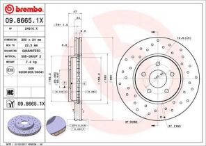 Brembo 09.8665.1X - Brzdový kotúč -