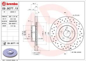 Brembo 09.9077.1X - Brzdový kotúč -