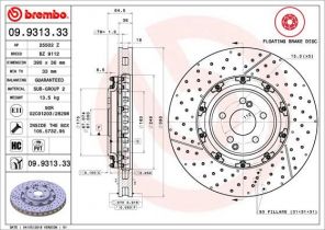 Brembo 09.9313.33 - Brzdový kotúč -