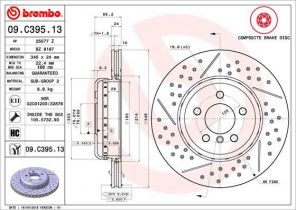 Brembo 09.C395.13 - Brzdový kotúč