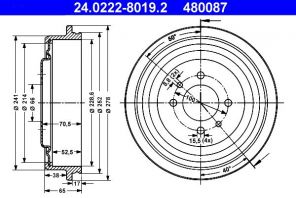 ATE 24.0222-8019.2 - Brzdový bubon -