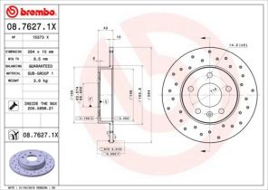 Brembo 08.7627.1X - Brzdový kotúč -