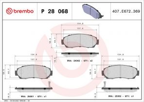 Brembo P 28 068 - Brzdové platničky -