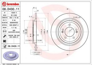 Brembo 08.D430.11 - Brzdový kotúč -