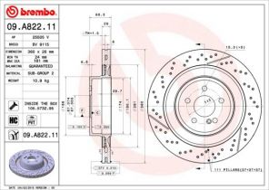 Brembo 09.A822.11 - Brzdový kotúč