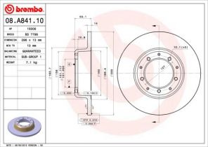 Brembo 08.A841.10 - Brzdový kotúč -