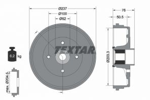 Textar 94041400 - Brzdový bubon -