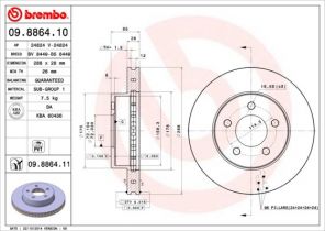 Brembo 09.8864.11 - Brzdový kotúč -
