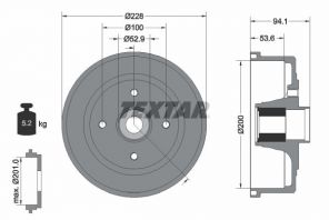 Textar 94041100 - Brzdový bubon -