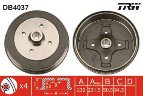 TRW DB4037 - Brzdový bubon -