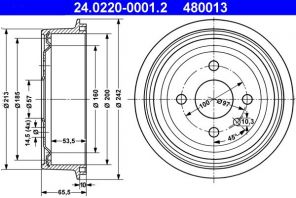 ATE 24.0220-0001.2 - Brzdový bubon -