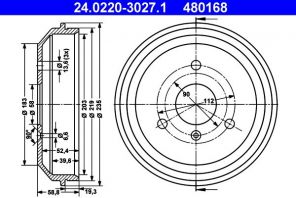 ATE 24.0220-3027.1 - Brzdový bubon -