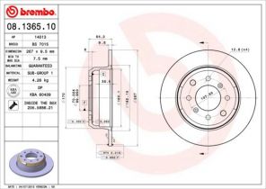 Brembo 08.1365.10 - Brzdový kotúč -