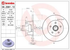 Brembo 08.2981.10 - Brzdový kotúč -