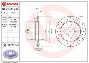 Brembo 08.4931.2X - Brzdový kotúč -