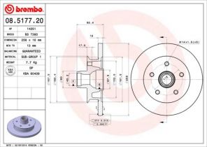Brembo 08.5177.20 - Brzdový kotúč -