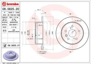 Brembo 08.5625.21 - Brzdový kotúč -