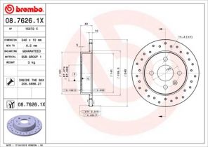 Brembo 08.7626.1X - Brzdový kotúč -
