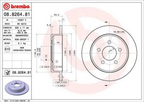 Brembo 08.8264.81 - Brzdový kotúč -