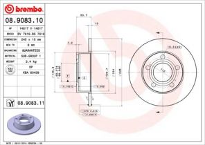 Brembo 08.9083.11 - Brzdový kotúč -