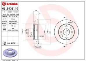 Brembo 08.9138.10 - Brzdový kotúč -
