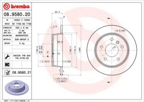 Brembo 08.9580.21 - Brzdový kotúč -