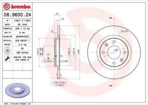 Brembo 08.9600.24 - Brzdový kotúč -