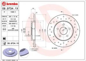Brembo 08.9734.1X - Brzdový kotúč -