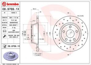 Brembo 08.9769.1X - Brzdový kotúč -
