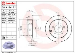 Brembo 08.A114.71 - Brzdový kotúč -