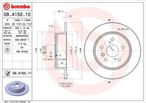 Brembo 08.A150.11 - Brzdový kotúč -