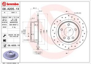 Brembo 08.A205.1X - Brzdový kotúč -