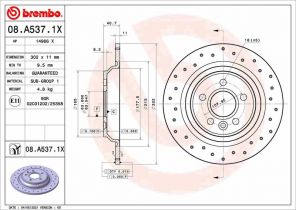 Brembo 08.A537.1X - Brzdový kotúč -