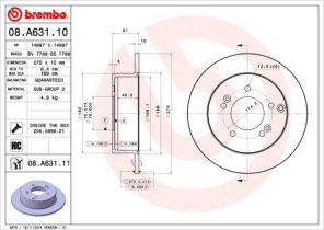 Brembo 08.A631.11 - Brzdový kotúč -