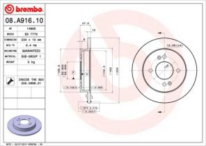 Brembo 08.A916.10 - Brzdový kotúč -