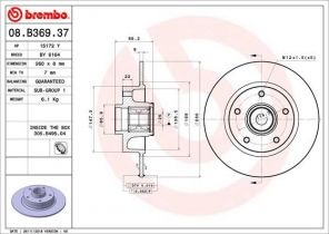 Brembo 08.B369.37 - Brzdový kotúč -